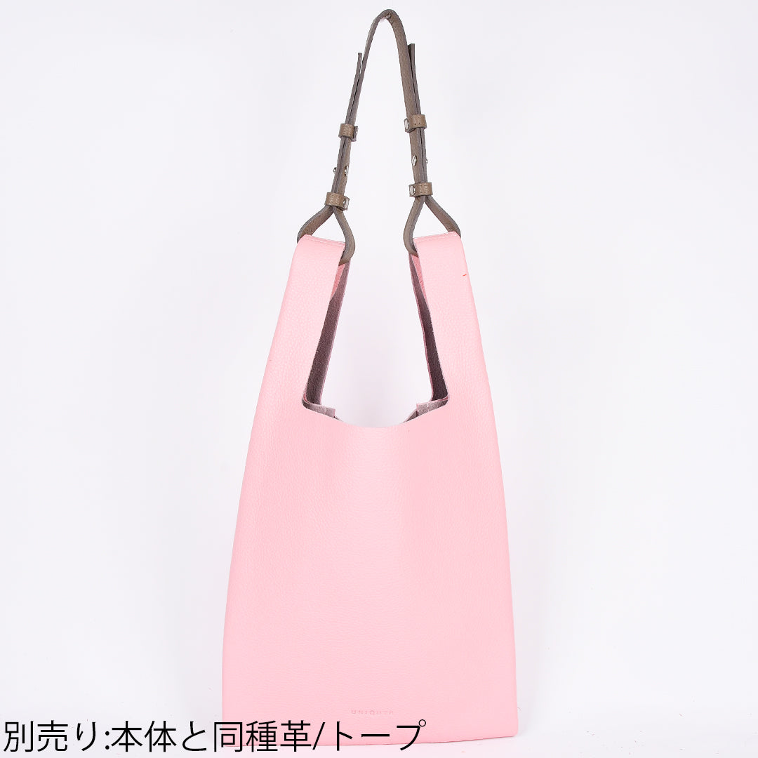 【イタリアンレザー】本革マルシェバッグ-日本製 ペールピンク