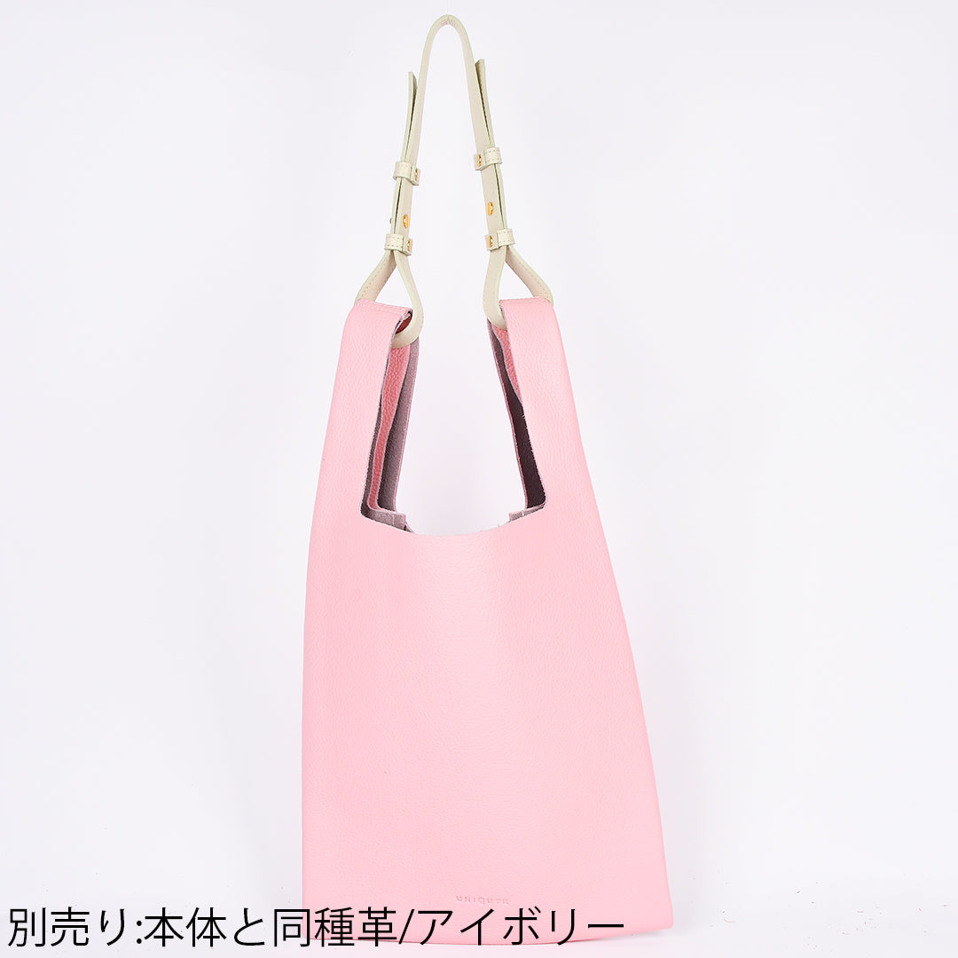 M.U.L. ピンクレザーショルダーバッグ 日本製　牛皮 イタリアンレザー】本革マルシェバッグ-日本製 ペールピンク