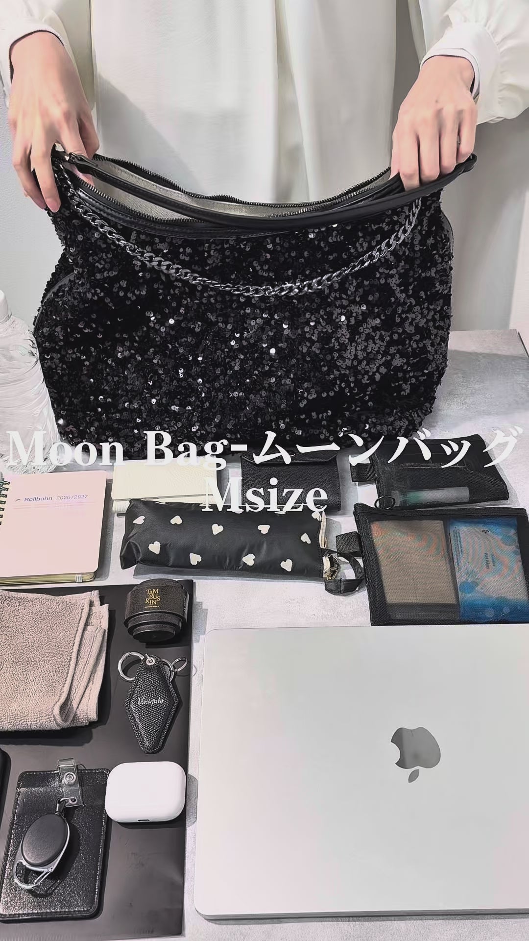e*2様 アンテプリマ　LUNAPARK総スパンコール　バック スパンコール】3way Moon Bag-ムーンバッグ(S・M)☆5月7日順次発送
